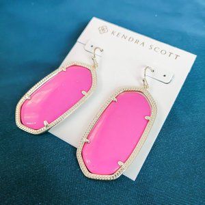 Danielle pink stone Gold Statement Earrings NEW